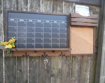 A 2 piece Message center--Command Center--Farm House--Chalkboard Organizer--Magazine Holder--Cork board