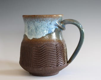 Pottery Mug, 12 oz, unique coffee mug, ceramic cup, handthrown mug, stoneware mug, wheel thrown pottery mug, ceramics and pottery