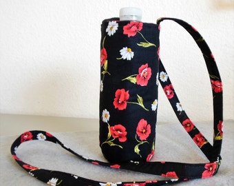 Insulated Water Bottle Carrier - Pansies and Daisies