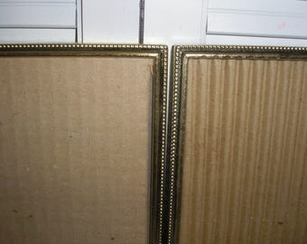 Vintage: Brass Picture Frames W/Glass and Easel Matching Pair