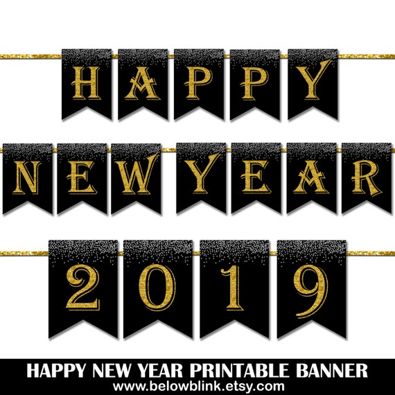 Happy New Year 2019 Banner Printable Photo Prop Banner New