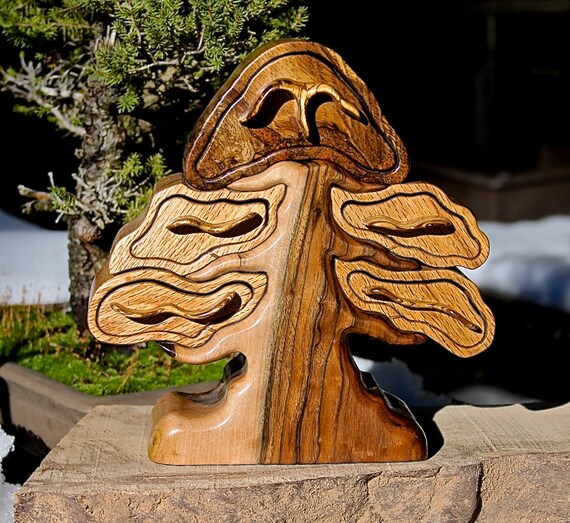Jewelry Tree Box of English Walnut Black Oak and Zebrawood