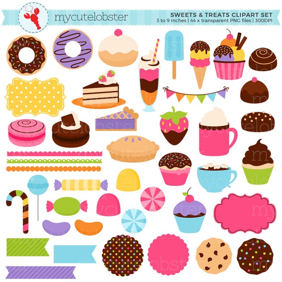 Sweets & Treats Clipart Set digital elements donuts