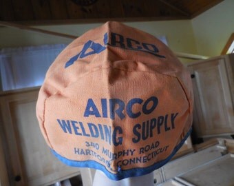 Vintage 1950s to 1960s Orange/Blue Airco Welding Supply Hat/Cap Hartford Connecticut Canvas Material Advertising Size Medium
