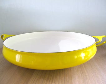 Vintage Dansk Kobenstyle Jens Quistgaard Yellow Paella Pan 4 Ducks Marking Made in Denmark