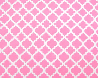 Flannel Fabric by the Yard in a Pink and White Trellis Print 1 Yard