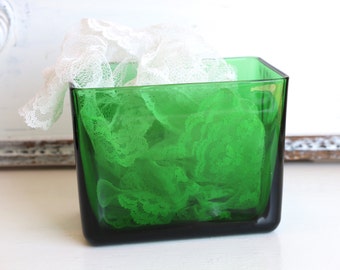 Emerald Green Depression Glass Napkin Holder Depression Glass Dish Retro Napkin Holder
