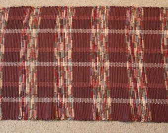 Handwoven Rag Rug - Chocolate Brown with variegated earthtones - 49 inches....(#166, #166A)