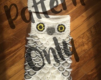 Snowy Owl Cocoon Hat Crochet PATTERN Hedwig Harry Potter Inspired Owl
