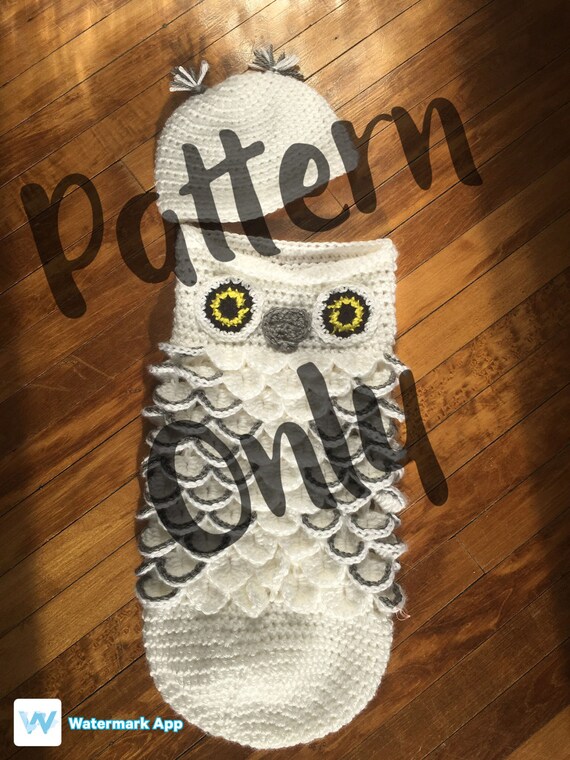 Snowy Owl Cocoon Hat Crochet PATTERN Hedwig Harry Potter