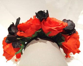 Day of the Dead Flower Headband / Dia De Los Muertos Headpiece / Flower Headpiece