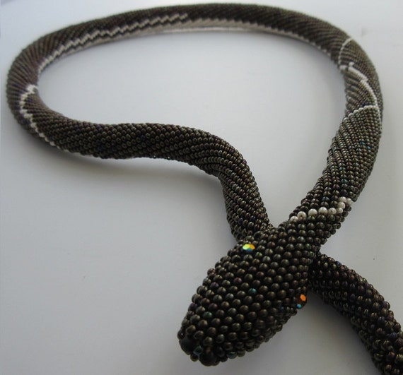 Bead Crochet Necklace Snake. Beaded Jewelry.
