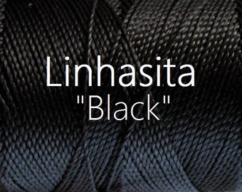Linhasita Black cor PRETO 100% Waxed Polyester Macrame Cord/ String/ Hilo