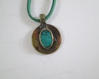 Turquoise Blue Kuchi Pendant Necklace