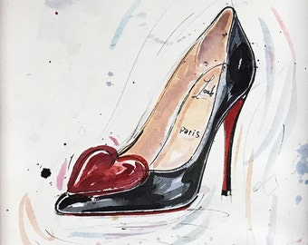 Fine art SHOE PRINT of Christian Louboutin Pigalle shoes