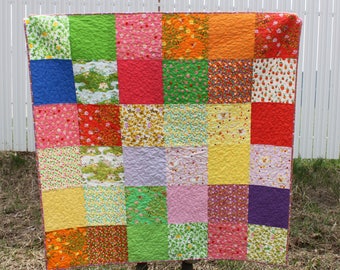 Modern Homemade Quilt for Sale, Homemade quilt, Briar Rose Lap Quilt, Child's Quilt, Rainbow Color Quilt, Gift for Her, Kids' room decor,