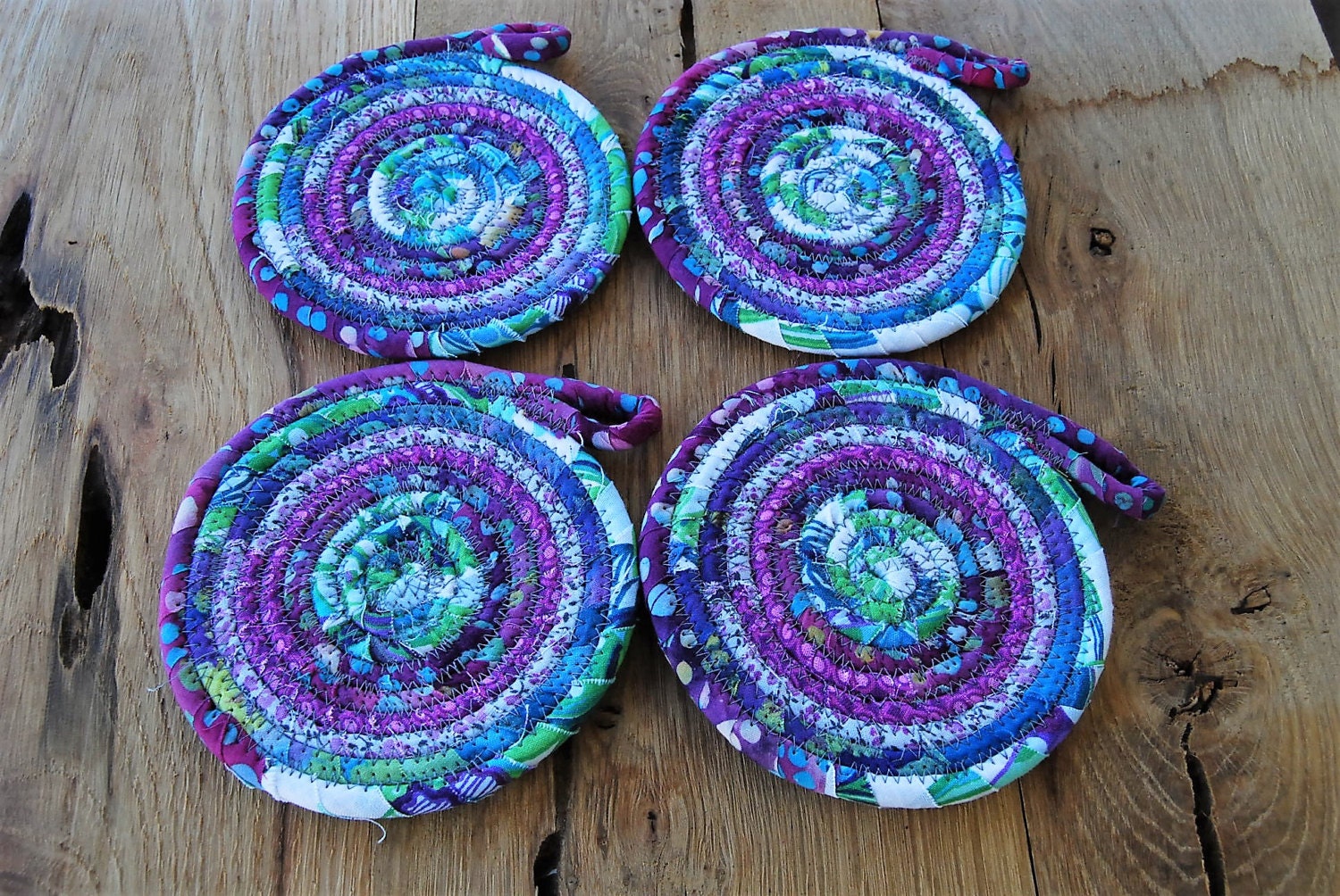 Handmade Coil coasters fabric coasters batik cotton fabric