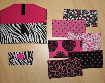 Zebra Print Fabric Cash Envelope System with Embroidered Labels