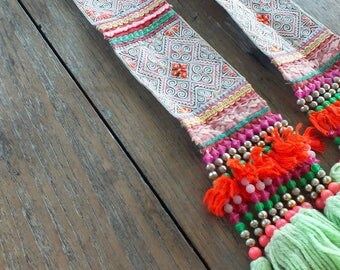 Vintage Hmong Fabric, handmade tapestry textiles, hill tribal fabric