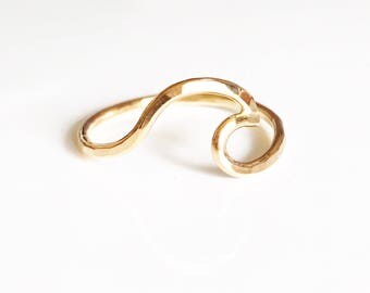 Ring Nalu - Wave ring - hand shaped ocean wave ring - beach jewelry - gold filled ring - Hawaiian wave jewelry. (R101)