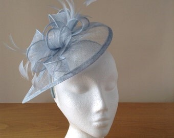 Powder Baby Blue Fascinator and Feather Fascinator on a hairband, races, weddings, special occasions, Ascot, Mother of the Bride