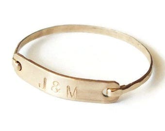 ON SALE Personalized Gold Ring - Sweetheart Ring - Wedding Band - Initial Gold Filled or Sterling Monogram Ring - Gold Bar Ring - ID Ring