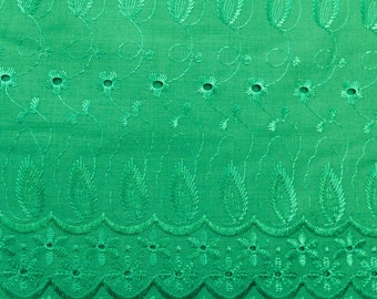Cotton Embroidered Eyelet Emerald 42 Inch Fabric by the yard - 1 Yard