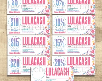 LuLaCash, LLR Cash, LuLa Gift Certificates, HO approved colors, LuLa Marketing Roe, LLR Marketing, floral bright