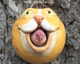 BIRD HOUSE - Wheel thrown, hand altered and sculpted. Just a friendly little bird house to keep your feathered friends safe and sound. (BH3)