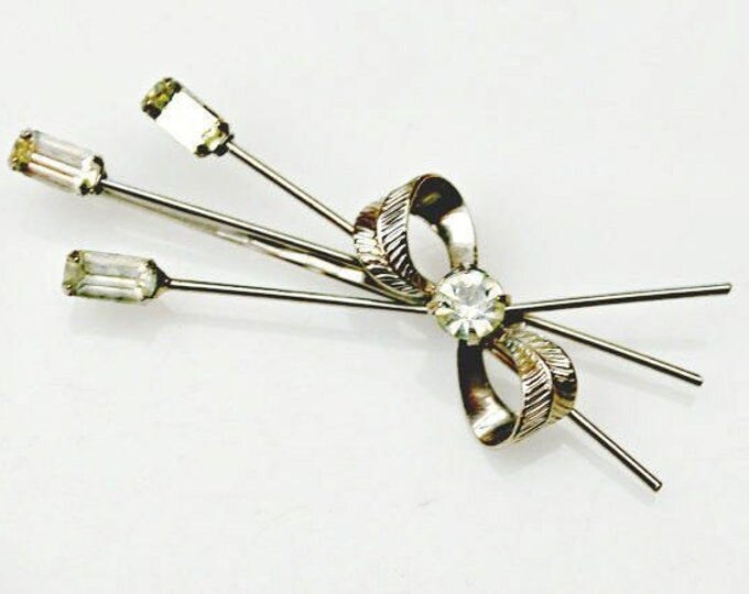 Rhinestone hair clip - silver bling flower barrette - floral bobby pin - Wedding bride