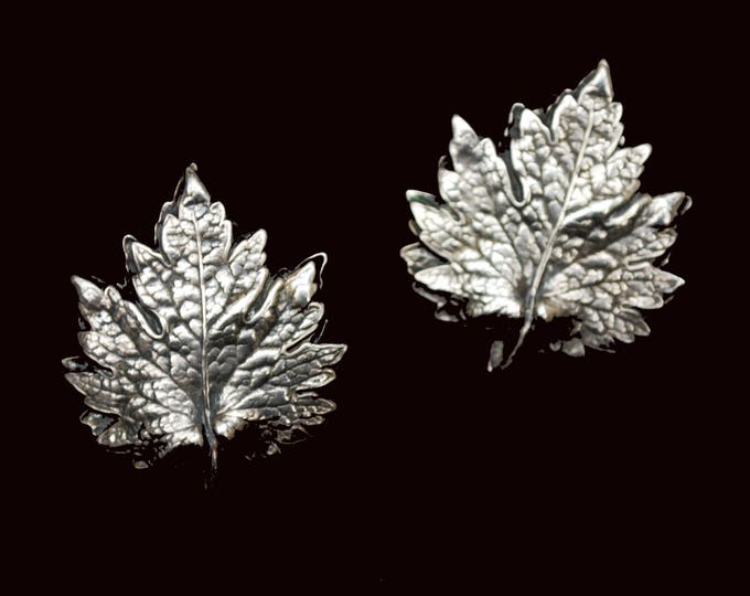 Leaf brooch and earring set - Napier Signed - Silver - clip on earrings -Mid Century