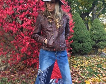 Boho Clothing, Long Denim Skirt, Denim Maxi Skirt, Denim Skirt, Bohemian Clothing, Upcycled Clothing, Long Skirt Boho, Denim Long Skirt