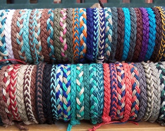 1 Braided HEMP ANKLET - Choose Your own Colors - for Men or Women - Hippie Surfer Braided Hemp Anklet