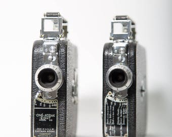 Cine Kodak Eight 8mm Movie Camera Model 60 Set of 2 1930s Vintage Photography Film Decor