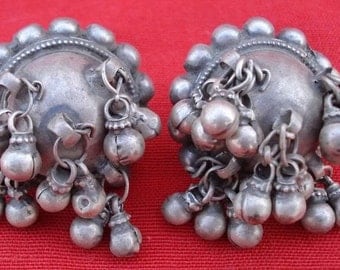 Ancient Bellydance Tribal Old Silver Earplug Earring In