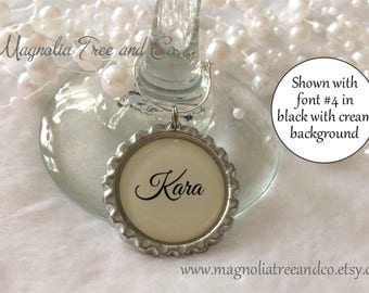 ONE WINE CHARM, Personalized Wine Charms, Bachelorette Party Favors, Wedding Favor, Hen Party, Custom Name, Wine Rings, Custom Text