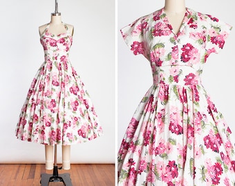 Vintage 1950s JONATHAN LOGAN New Look Floral Halter Dress with Matching Bolero // Pin Up //Bombshell