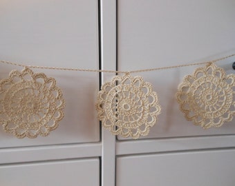 Crochet Garland Flower Wedding Garland Nursery Garland Home Decoration Beige
