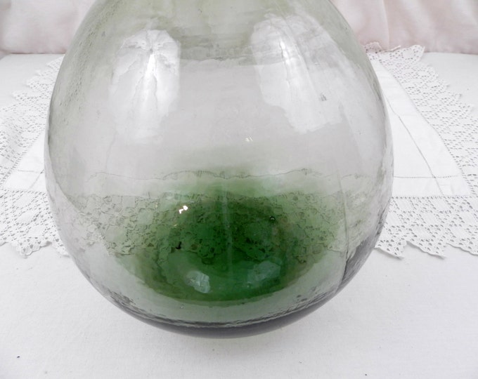 Antique French Green Glass Demijohn / Carboy 10 L / 2.64 Gallon, French Decor, French Country Decor, Rustic Cottage, Bottle Vase, Glass Vase