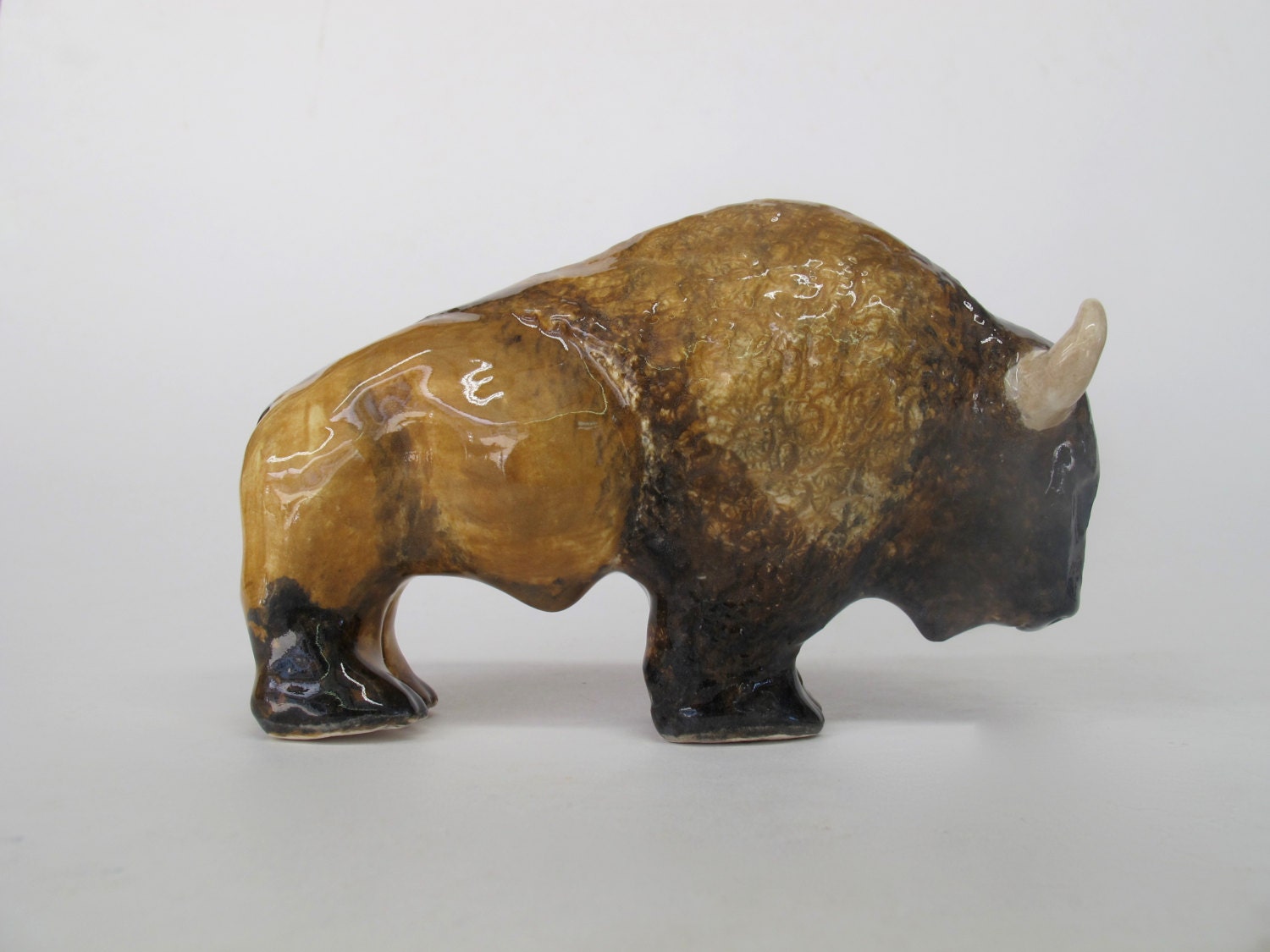 Clay Buffalo Realistic Handmade Bison Sculpture Detailed