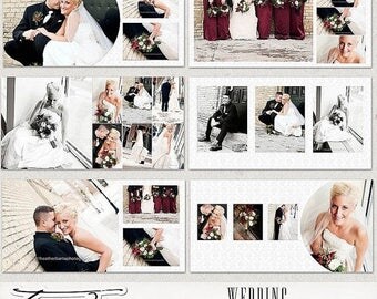 ON SALE 10x10 Wedding Album Templates, Wedding Photobook Photoshop psd Templates