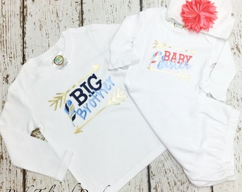 Baby sister, big brother, big sister, little brother, sibling set, big little shirts, big brother shirt, little sister, brother sister set