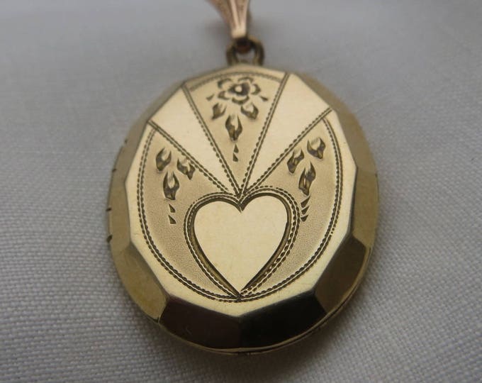 Antique Art Nouveau Locket, Gold Filled Heart Locket, Vintage Art Nouveau Pendant, Gift For Mom