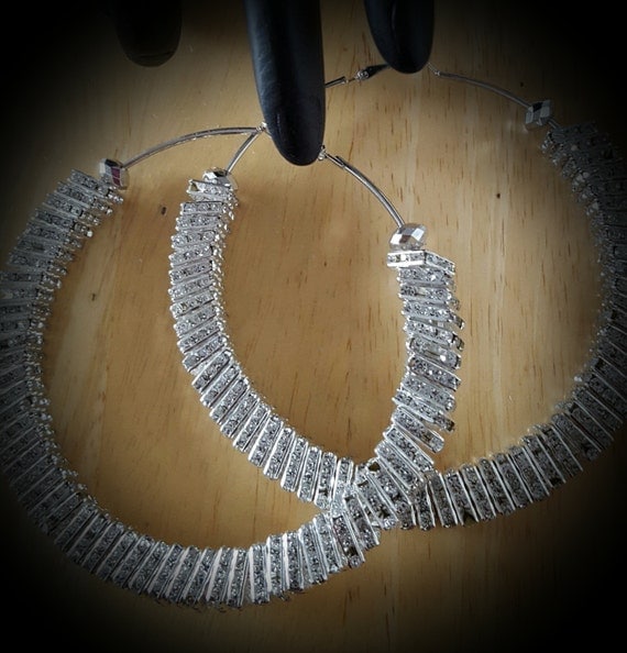 Extra Large 85mm Crystal Beaded Hoop Earrings by SoSweetSoSassy