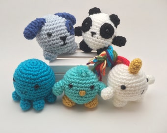 Mini Amigurumi Animals,set of 2,crochet animals,stuffed animal,mini animal plush toy,mini crochet animals,kawaii plushie,waldorf,sensory