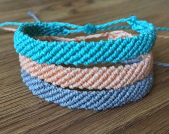 Flat Braided Friendship Bracelet - Waxed Polyester Friendship Bracelet - Custom - Pura Vida Inspired Bracelet