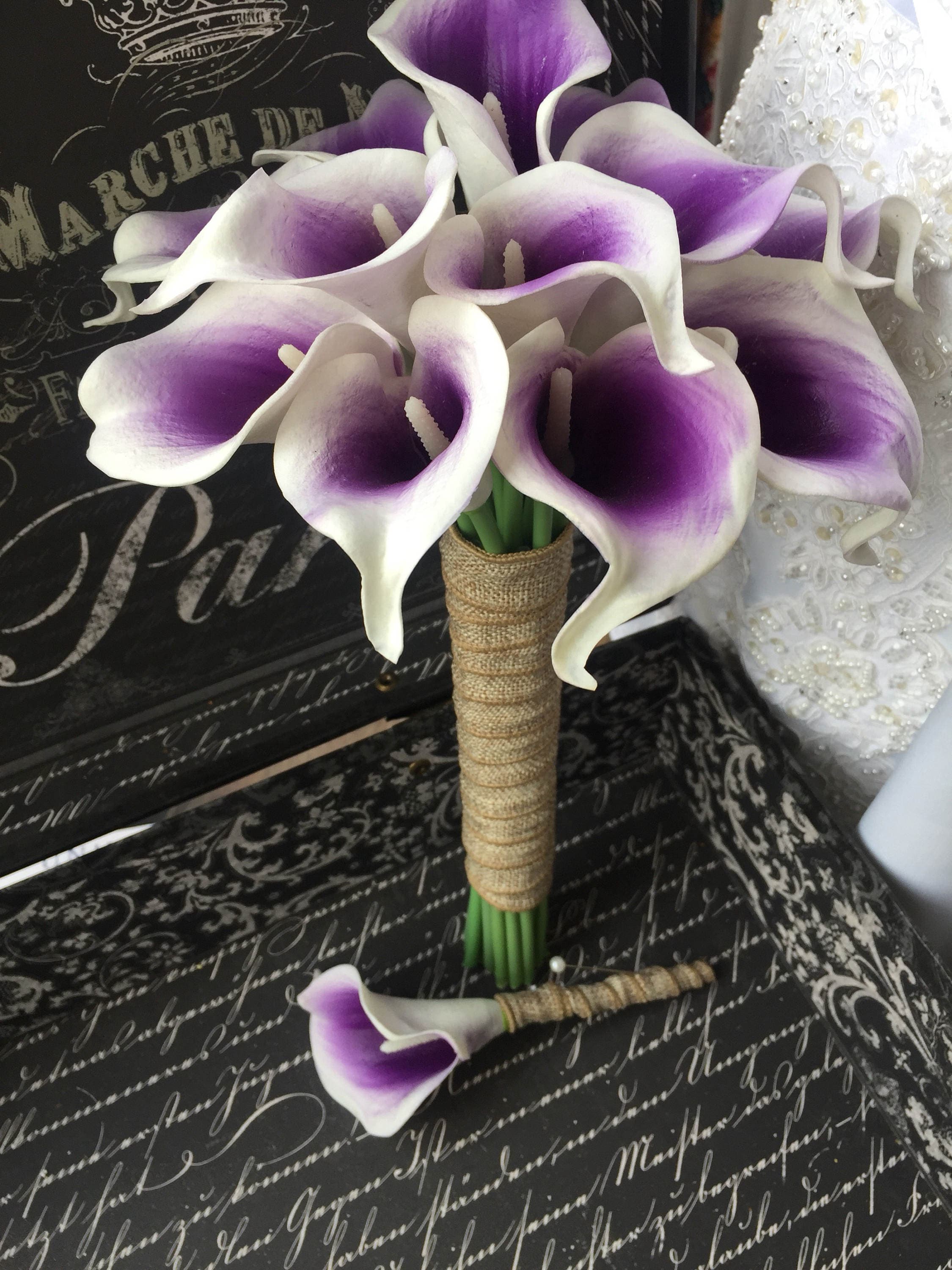 white purple center calla lily wedding bouquet with white purple center calla lily wedding bouquet with