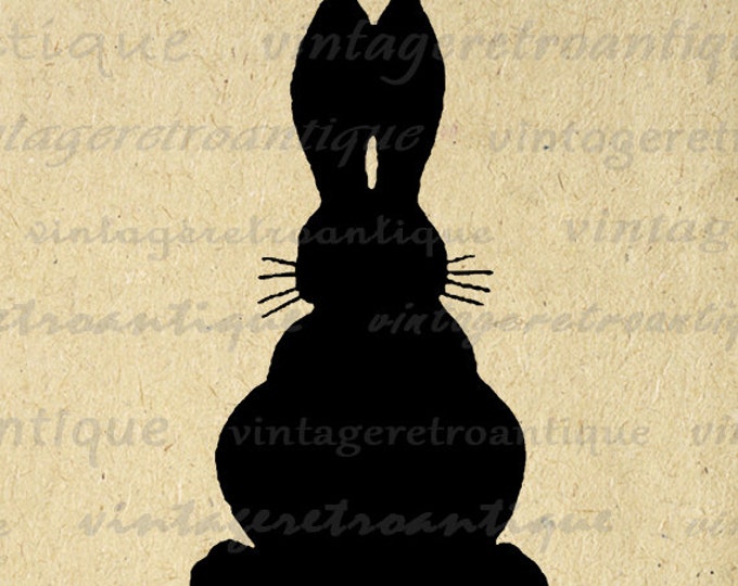 Bunny Silhouette Printable Bunny Graphic Download Rabbit Illustration Digital Image Clipart Antique Clip Art Jpg Png Eps HQ 300dpi No.3296