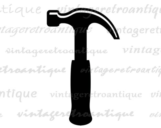 Printable Digital Hammer Graphic Hammer Icon Image Construction Home Improvement Download Antique Clip Art Jpg Png HQ 300dpi No.4424