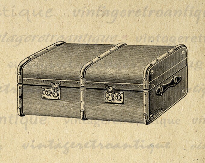 Antique Travel Trunk Digital Image Download Antique Suitcase Printable Graphic Jpg Png Eps HQ 300dpi No.3743